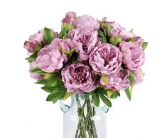 Blooming Paradise Künstliche Blume Pfingstrose 3 Köpfe Fu Rong Mu Dan Lavendel