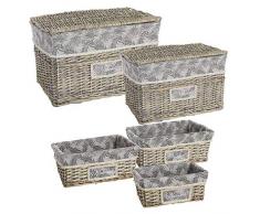 Dcasa Set 2 Truhen mit 3 Rattan Geschenkkörben, Möbelaufkleber, Dekoration für Zuhause, Unisex, Erwachsene, Mehrfarbig (Mehrfarbig), einzigartig