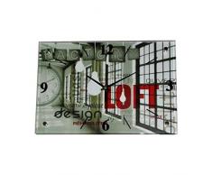 Unbekannt Wanduhr aus Glas Loft Motiv Factory transparent 26 x 38 cm Wand Uhr Glasuhr