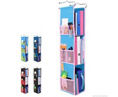 Abra Company 3 Ablagen Hängeschrank Organizer - Aufgerüstet Stoff gesund für Kinder - Umweltfreundlich - sicheres Band auf der Rückseite - Verstellbares Schrank Regal von 3 bis 2 Böden blau/Rose