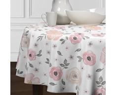 Ein luxehome Blush Pink, Grau und Weiß Shabby Chic Watercolor Rose Floral Tischdecken Esszimmer Küche Rund 182,9 cm