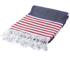 CACALA Marina Serie Türkische Handtücher - Peshtemal Design für Bäder, Strand und Sauna - 100% Baumwolle, Ultra-weich, Schnelltrocknend, Saugfähig - Warme, Satte Farben mit Streifen - 100x175cm