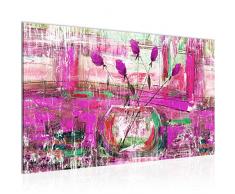 Bilder Abstrakt Blumen Wandbild 70 x 40 cm Vlies - Leinwand Bild XXL Format Wandbilder Wohnzimmer Wohnung Deko Kunstdrucke Pink 1 Teilig - MADE IN GERMANY - Fertig zum Aufhängen 018714b