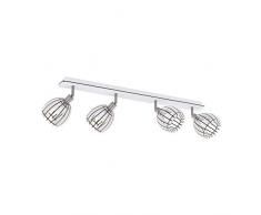 EGLO Deckenlampe Cossano-Spot, 4 flammige Deckenleuchte, Wandleuchte, Deckenspot aus Stahl und Holz, Farbe: Nickel matt, weiß, Fassung: E14