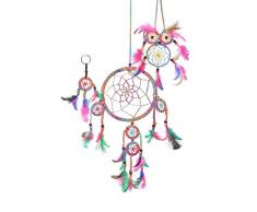 Cool Gifts Traumfänger, handgefertigt, authentisches indisches traditionelles indisches Rundnetz mit Federn, Traumfänger, Windspiel für Schlafzimmer, Auto und Schlüsselanhänger bunt