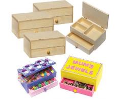 Baker Ross Schmuckkästchen aus Holz für Kinder zum Dekorieren und Gestalten (2 Stück)