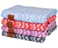 Gold Case 4er Set XXL Jacquard türkische Baumwolle Badetücher Strandtuch Hamamtücher Pestemal Handtuch Überwurfdecke XX-Large Midas Multi-1