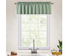 CAROMIO Küchen-Vorhang, gewebt, strukturiert, gewebt, für Café, Badezimmer, Fenster, Vorhänge und Größen Modern Valance|15 L salbeigrün