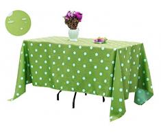 Poise3EHome wasserdichte Picknick-Tischdecke, auslaufsicher, für Outdoor Camping Terrasse Tisch Hof, Party BBQ 52X70-Rectangular Green Dot
