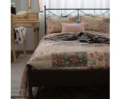 Kolachic Tagesdecke, gesteppt, Patchwork, 100% Baumwolle, Rosa