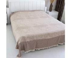 Fringe Home Tagesdecke für Doppelbett, 200 x 240 cm, aus 100 % natürlicher Baumwolle, leichte Decke, Bettdecke, Kayra – Beige/Braun., 200 x 240cm