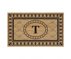 Nedia Home Super Scraper Bungalow Vinyl Kokosfaser Fußmatte, Monogramm T, 50,8 x 91,4 cm