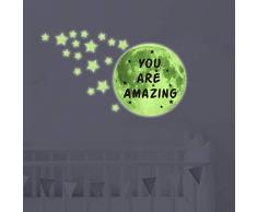 chillake Wandtattoo, Motiv You Are Amazing Inspirationelle Zitat, leuchtet im Dunkeln, Mond Sterne