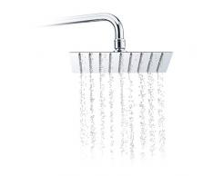 Relaxdays Duschkopf Regendusche quadratisch, 200 mm, Edelstahl, Spiegeleffekt, Hochglanz, rain Shower 1/2 Zoll, Silber