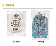 Artinova Vakuum-Aufbewahrungstaschen zum Aufhängen, große Speicherkapazität, funktioniert mit jedem Staubsauger, 5 Stück 3Long 2Short