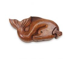 NOVICA Verspielte Delfin handgeschnitzt Holz Puzzle Box