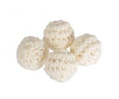 Rayher 14866102 Häkelperlen, weiß, 16 mm ø, Beutel 4 Stück, für versch. Baby-Accessoires wie Schnullerketten, Kinderwagenketten, Greifringe, etc.