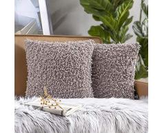 Phantoskop-Packung von 2 Farmhouse Überwurf-Kissenbezügen Samt Quaste Dekorative Kissenbezüge für Couch Bett und Stuhl grau