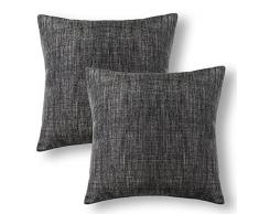 Jeanerlor Euro Überwurfkissenbezug für Sofas, Couch, Stuhl, Bett, Outdoor, von Home Decor Kunstleinen mit Bambusstruktur Modern 18＂x18＂,Set of 2 dunkelgrau