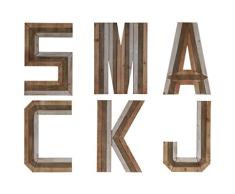 Urban Trends 45300-ast Alphabet Wand Decor Buchstabe smackj mit Parkett Design Sortiment von sechs natürliches Holz-Finish, grau/braun/weiß, 6 Stück