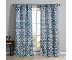 Kensie Nellie Ösenvorhang für Schlafzimmer, Wohnzimmer, Kinderzimmer, Set mit 2 Paneelen, 38 x 84 cm, blau-grau, 2 Stück Casual 37 x 84 Inch - blau