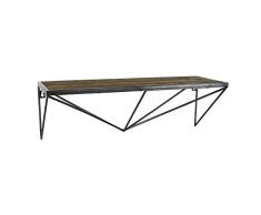 Benjara Wandregal aus Holz und Metall mit geometrischem Boden, Schwarz/Braun