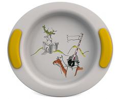 Ornamin Kinderteller tief Ø 25 cm Drache gelb (Modell 302) / Anti-Rutsch-Teller, Baby-Geschirr, Ess-Lern-Teller, Kunststoffteller