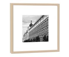 COGNOSCO RH-27-B100 Fotografie im Holzrahmen: Buntgarnwerke Fotodruck-Format 27 x 27 cm-Rahmenfarbe beige-Hochwertiges Wandbild, Geschenkidee oder Souvenir aus Leipzig, Holz, Schwarz-Weiß, Rahmen