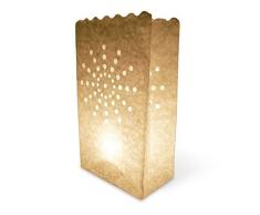 GO Taschen für Kerzen – Set von 20 Count Big Duo Herzen aus Holz mit Sternen und Mond Design | Super und wiederverwendbar feuerbeständig Baumwolle Material | sehr sicher | sehr können Sie ein LED Tee Licht Kerze geeignet
