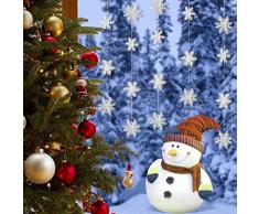 Odowalker 8 Stück Schneeflocken Hängedekoration, Perlglanzpapier Schnee Ornamente für Geburtstag, Tür und Fenster, Dekoration, Winterdekoration, Weihnachten usw. 4PCS