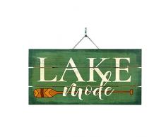 Imprints Plus Holzschild mit Lattenrost – 15,2 x 30,5 cm rustikales Landhaus-Wanddekoration, handgefertigt mit Kiefernholz, inkl. Aufhängung und Anleitung (in englischer Sprache) 12 x 6 Lake Mode