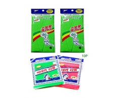 FeelLucky Waschlappen mit langem Peeling-Rücken, für Koreanisches Italien, 2 Stück, asiatisches Peeling, Badetuch, 8 Stück, Rot und Grün