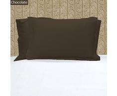 100% ägyptische Baumwolle 2 PC Kopfkissen ~ 400 Fadenzahl massives Muster, baumwolle, schokoladenbraun, 20 x 40-Inch