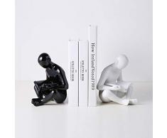 D.A.L Lesebuchstütze aus Keramik, 1 Paar, dekorative Figur für Zuhause, Büro, Tisch- und Schreibtischdekoration (Weiß und Schwarz)