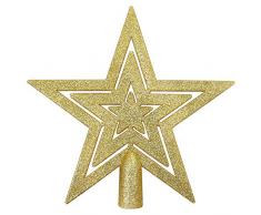 Aneco Glitzerstern Christbaumspitze Baumspitze bruchsicher Stern Baumspitze für Weihnachtsbaum Ornament 8 inches Gold