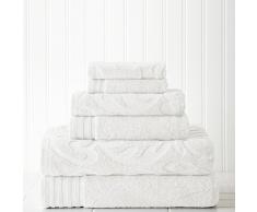 Amrapur Overseas Handtuch-Set, 6-teilig, Jacquard-Medaillon, sehr weich, 500 g/m², 100% gekämmte Baumwolle, Weiß