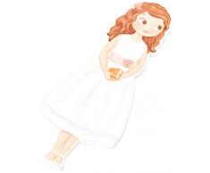 Mopec W9170 Figur 2D Aufkleber für Mädchen, Kommunion, kurzes Kleid, 11 cm, 6 Stück, Holz, mehrfarbig, Einheitsgröße