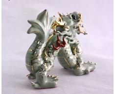 DELICATE Feng Shui Dragon – Handgefertigt und Verziert chinesischem Porzellan, Figur 5043. Height x Width x Depth: 3.9 x 5.3 x 2.4 inches Grün