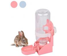 Kathson Wasserspender für Kaninchen, 500 ml, automatischer Spender, kein Auslaufen, Wasserflasche für Kaninchen, Chinchillas, Meerschweinchen, Igel, Frettchen, rose