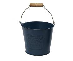 WHHOME Dekorative Vase aus Metall, rustikaler Eimer, Blumen-Halter, Home Office, 18,5 cm H blau