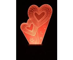 Creative Motion 14163-0 Batterieleuchte 3D Twin Heart lasergraviert Acryl Lampe