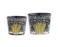 K&K Interiors 13736A Spargeltopf, rund, Metall, Schwarz, 2 Stück