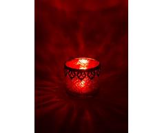 Home&Decorations 2er Set H&D Original Windlicht Teelichtglas Rot Antiker Windlichthalter Kerzenglas Glasvase Windlichtglas Laterne Glas Vase Kerze Ø10 cm ×H 8.5 cm
