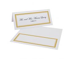 Double Line Bordüre Easy Print Tischkarte, Pearl Weiß gold