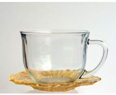 Red Pomegranate 1311-1 CorRAL Tasse mit Untertasse, Glas, goldfarben