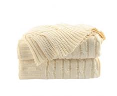 PENCK Überwurfdecke aus 100 % Baumwolle – weiche, leichte Decke für den Sommer – solide gehäkelte Pullover-Textur, Zopfmuster, Decke, Bettüberwurf für Couch, Sofa, Auto, Heimdekoration 60 x 78 Inches gelb