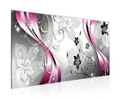 Bilder Blumen Abstrakt Wandbild 100 x 40 cm Vlies - Leinwand Bild XXL Format Wandbilder Wohnzimmer Wohnung Deko Kunstdrucke Pink 1 Teilig - MADE IN GERMANY - Fertig zum Aufhängen 021312b