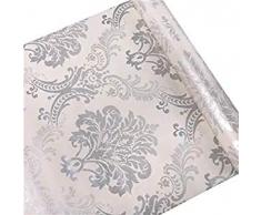 HOYOYOYO 45,9 x 29,4 cm Kontaktpapier, Selbstklebende Liner, herausnehmbare Regaleinlage, Wandsticker, Kommode, Schublade, Peel Stick Küche, Home Deko, luxuriöses graues Damast