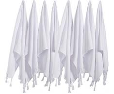 BOSPHORUS 8er Set türkische Baumwolle Handgesicht Gästetuch Set Pestemal Waschlappen Küche Geschirrtuch Geschirrtuch Geschirrtuch Set weiß