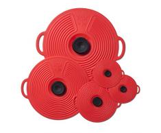 Zeal LSET6R Silikondeckel Frischhaltedose, wiederverwendbar, klassisches Design, 5 Stück rot